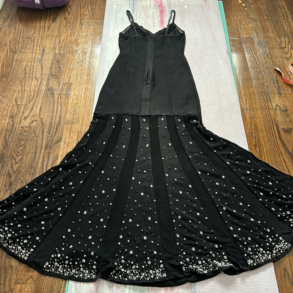 Herve Leger Paris Black sequined gown size small no tags never worn